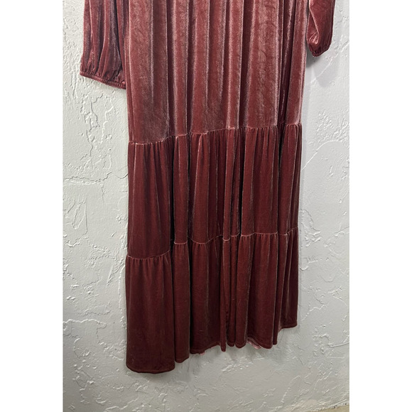 Knox Rose Long Sleeve Velvet A-Line Rose Pink Dress Size XXL Boho - Picture 4 of 9
